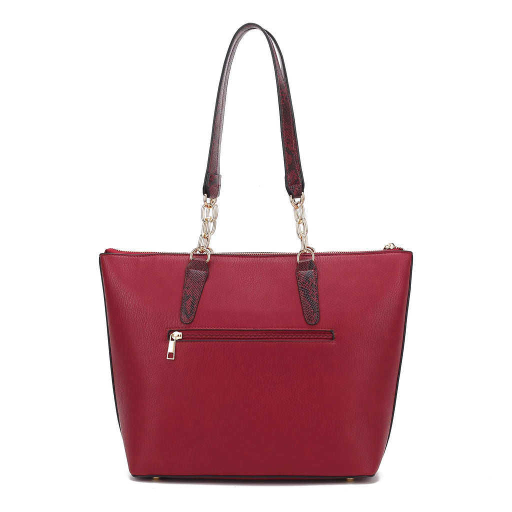 Red Vegan Leather Tote Bag & Wristlet Wallet Z1553