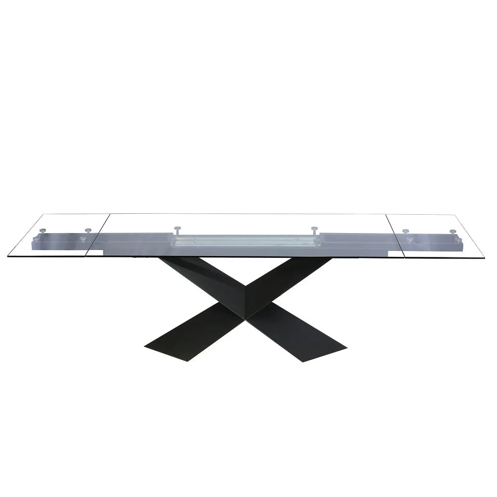 Extendable Glass Top Metal Leg Dining Table W208187
