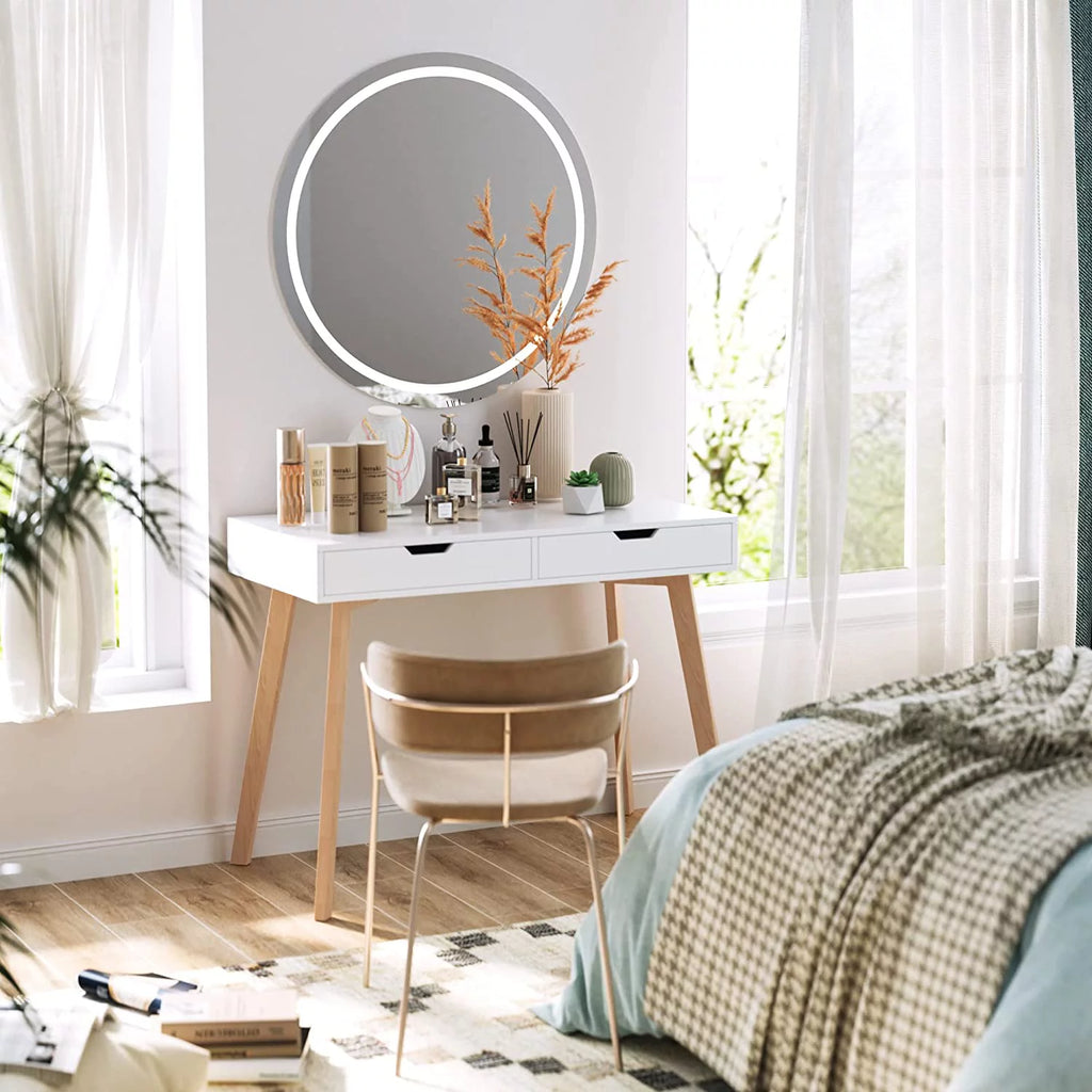 White Computer Writing Desk with 2 Drawers I9515