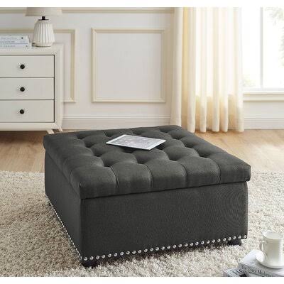 Ash Black Tufted Square Storage Ottoman B91320