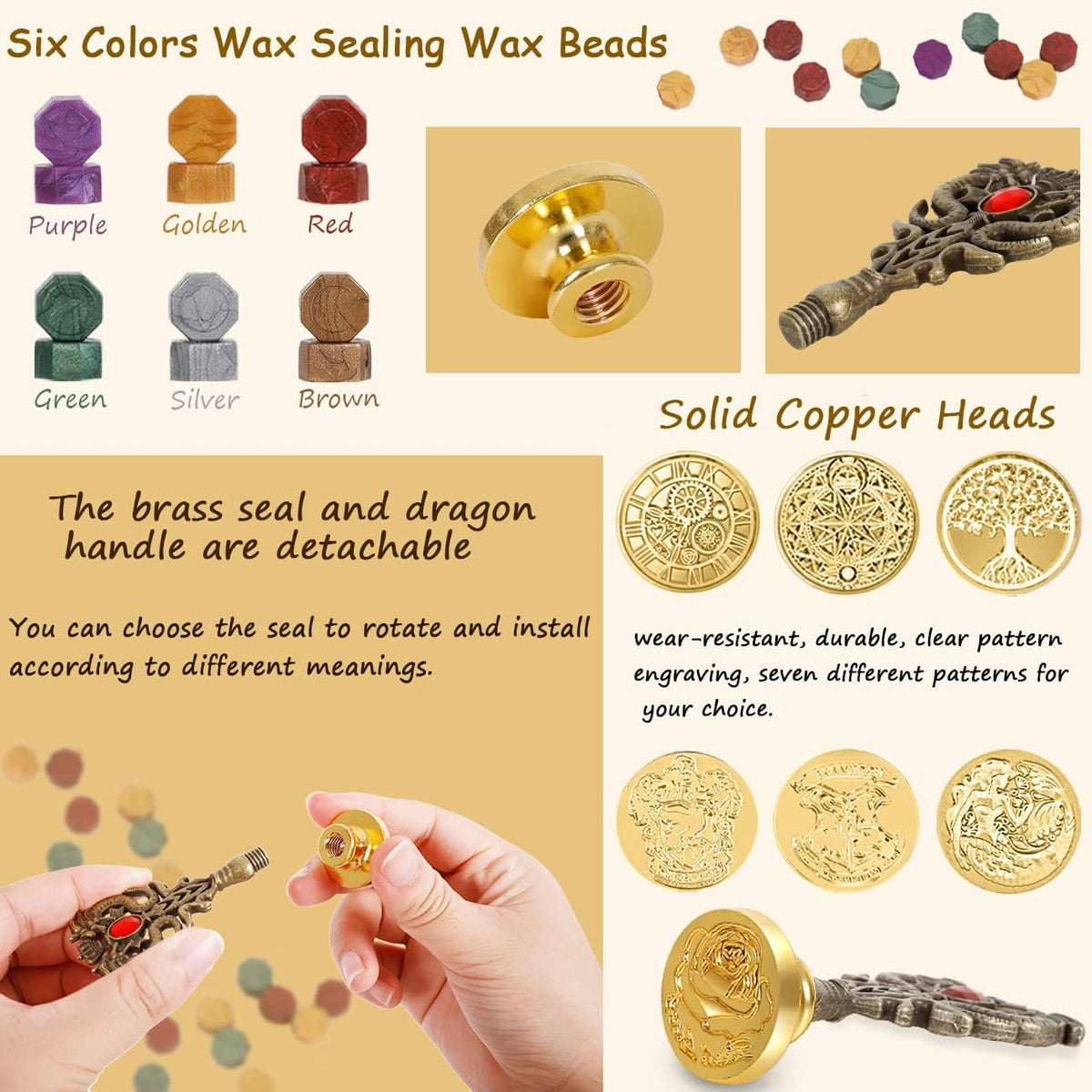 Pheasant Quill Pen and Ink Set Wax Seal Stamp Kit with Leather Journal Notebook, 7 Wax Stamp Heads, Pack of 2 V346