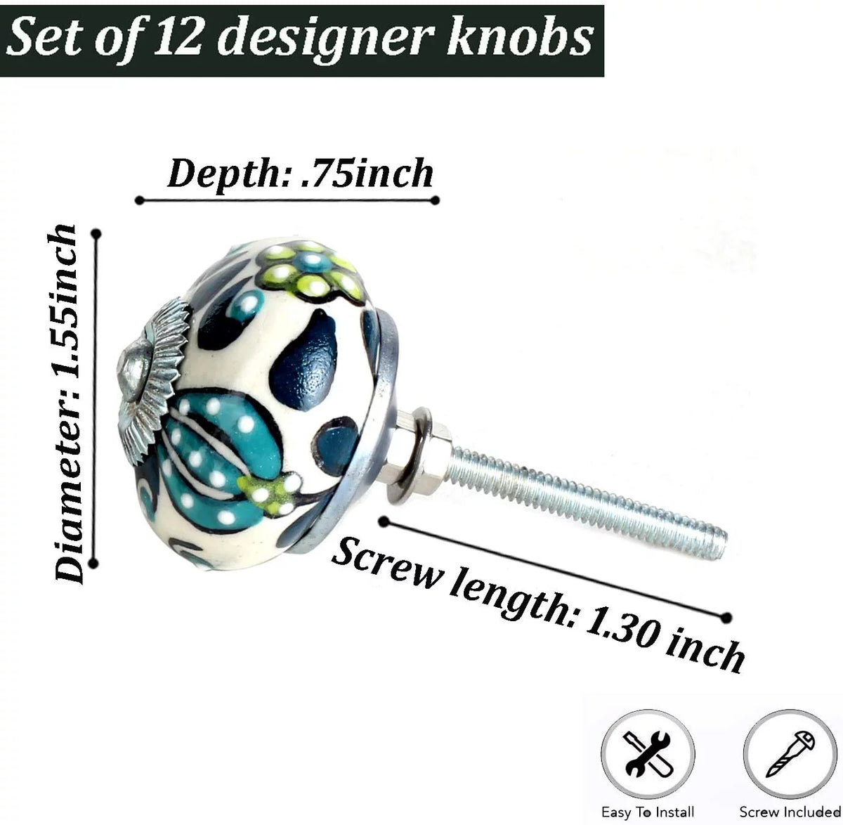 Ceramic Green Round Knobs Set Of 12 C507