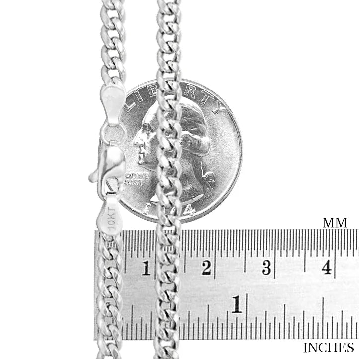 10k White Gold Miami Cuban Link Chain Pendant Necklace 16" - 30" B613