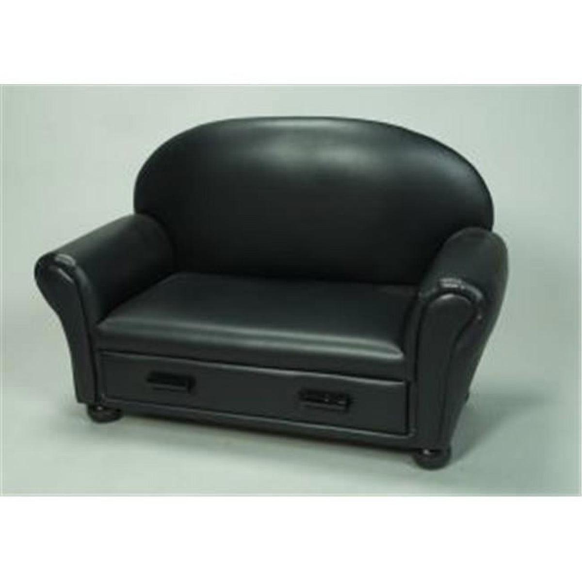 Black Upholstered Couch with Drawer C4245