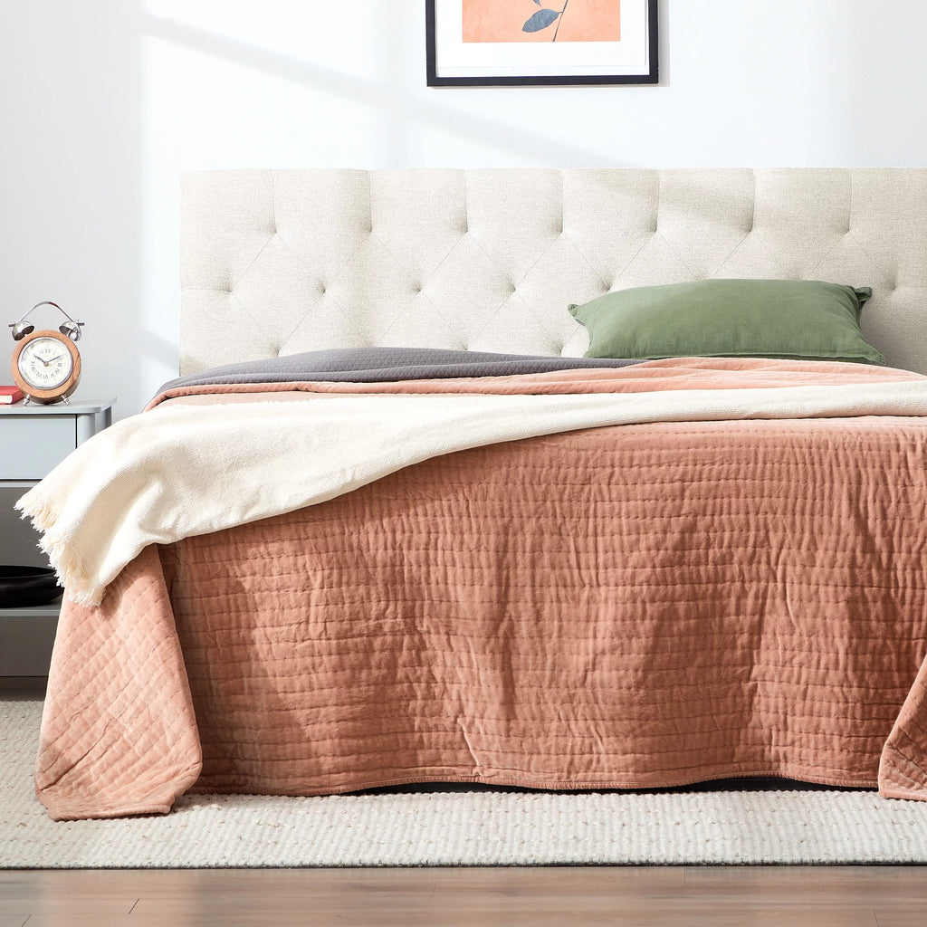 Cream Diamond Tufted Upholstered Headboard P2989