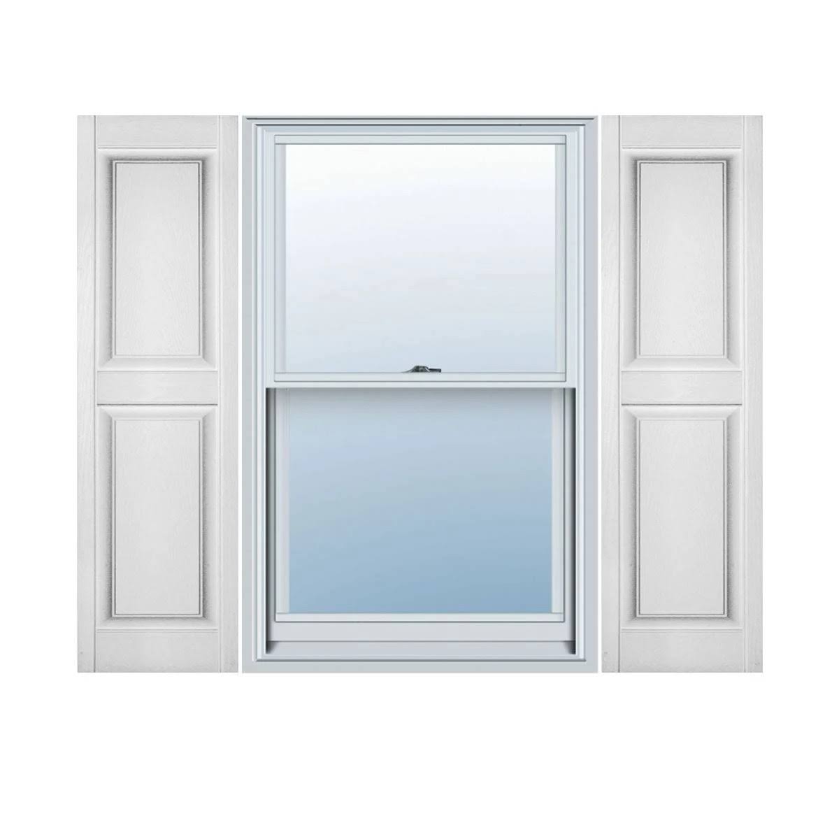 White Raised Panel Vinyl Exterior Shutters Pair X16688