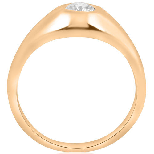 14K Yellow Gold Mens Diamond Solitaire Ring Q188