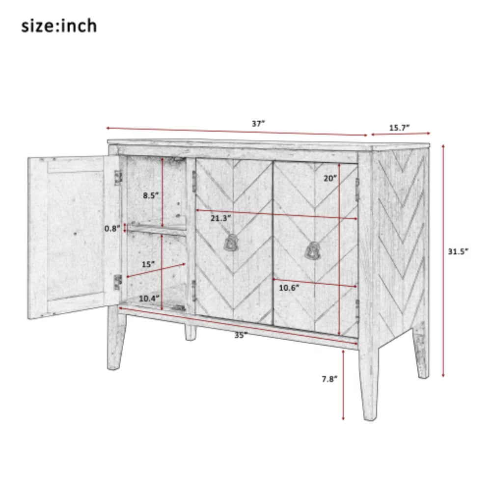 Wooden Storage Cabinet with Adjustable Shelf, Antique Gray Y2234