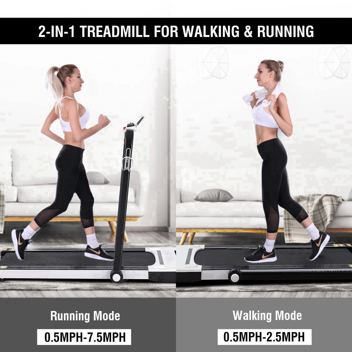 2 in 1 Folding Treadmill 2.25 HP Under Desk Treadmill C297