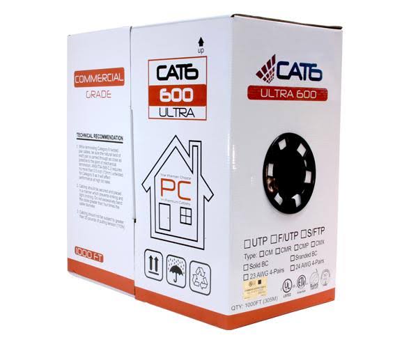 Cat6 Bulk Riser Ethernet Cable, CMR UL Listed Solid Copper UTP, 23 AWG 1000ft Orange L322214