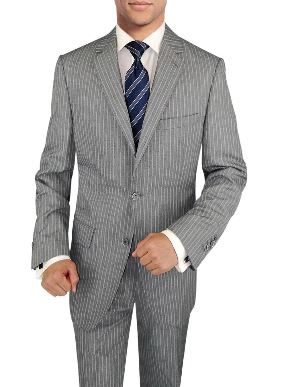 Gray Stripe Wool 3-piece Suit G826576