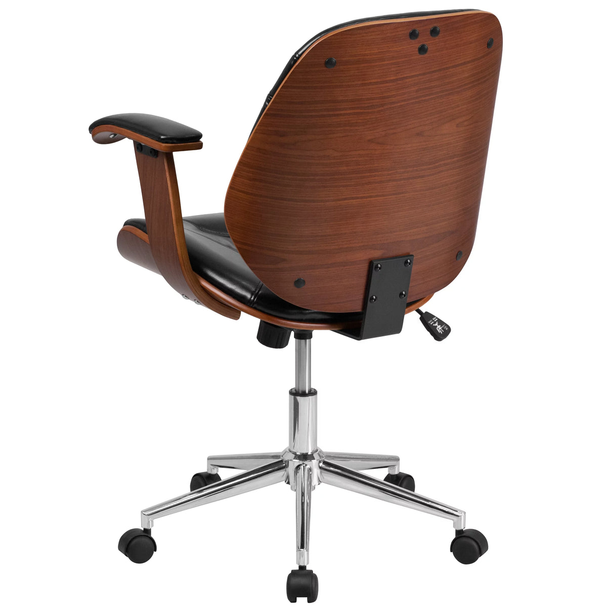Black LeatherSoft Mid-Back Ergonomic Swivel Office Chair with Arms C137284