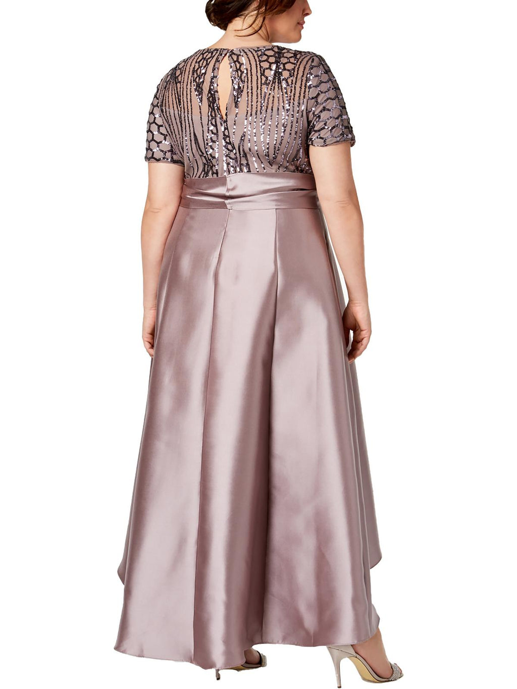 Plus Sequined Taffeta Formal Dress M6598