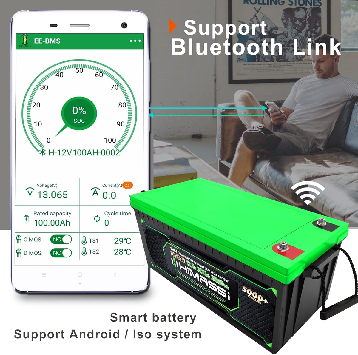 12v 200ah Bluetooth Lithium Iron Phosphate Battery K173214