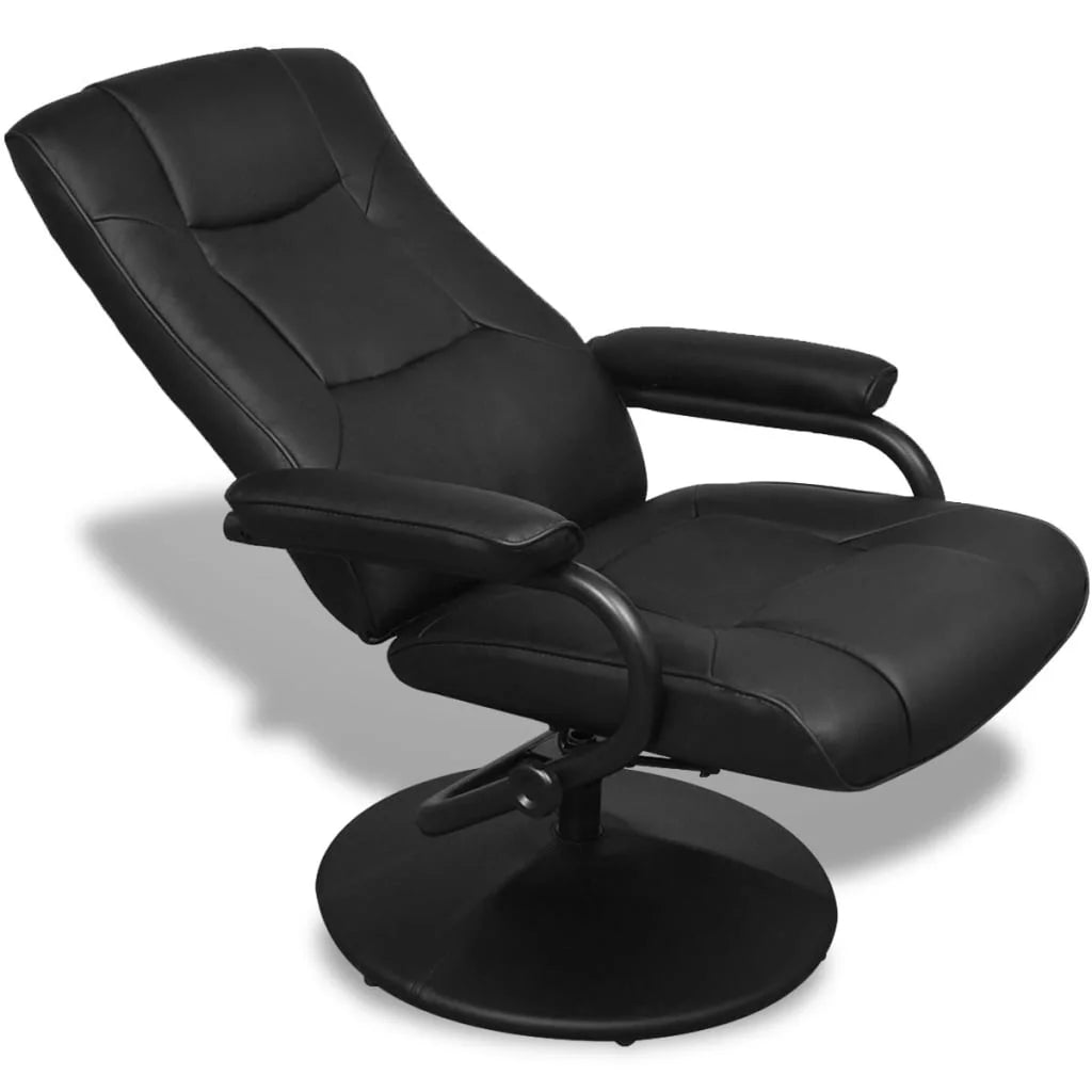 Black Faux Leather Swivel Recliner with Ottoman G917094